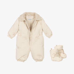Burberry-Boys Ivory Down Snowsuit | Childrensalon Outlet