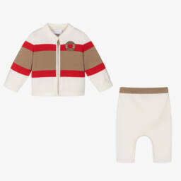 بربري-طقم بنطلون صوفي محبوك عاجي للأولاد | Childrensalon Outlet