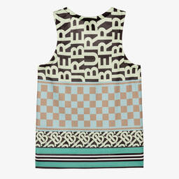 Burberry-توب فيست شبك لون أخضر وأسود للأولاد | Childrensalon Outlet