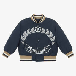 Burberry-Boys Navy Down-Filled Varsity Jacket | Childrensalon Outlet