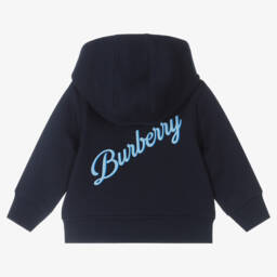 Burberry-هودي صبياني أزرق داكن بسحاب | Childrensalon Outlet