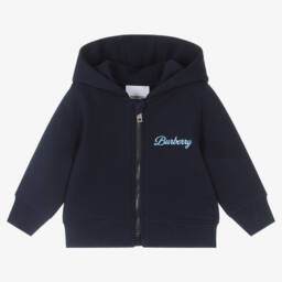 Burberry-هودي صبياني أزرق داكن بسحاب | Childrensalon Outlet