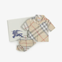 Burberry-طقم بنطلون بلون الحجر الفاتح للأولاد | Childrensalon Outlet