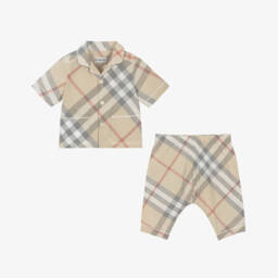 Burberry-طقم بنطلون بلون الحجر الفاتح للأولاد | Childrensalon Outlet
