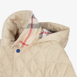 Burberry-Boys Quilted Beige Hooded Jacket | Childrensalon Outlet