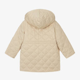 Burberry-Boys Quilted Beige Hooded Jacket | Childrensalon Outlet