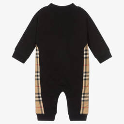 Burberry-Boys Quilted Ebony Cotton Babygrow | Childrensalon Outlet