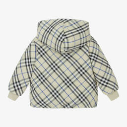 Burberry-Cерая двусторонняя куртка-пуховик в клетку для мальчиков | Childrensalon Outlet