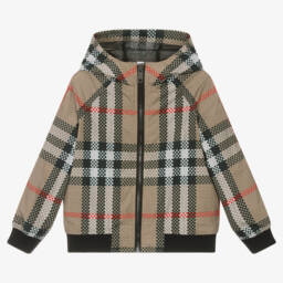 Burberry-Пальто с капюшоном в песочную клетку для мальчиков | Childrensalon Outlet