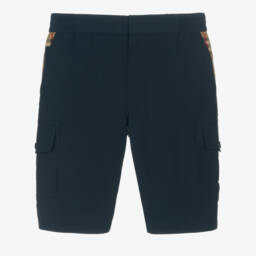 Burberry-Boys Vintage Plaid Navy Shorts | Childrensalon Outlet