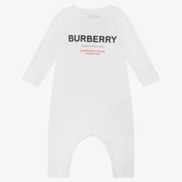 Burberry-Белый хлопковый ромпер Horseferry для мальчиков | Childrensalon Outlet