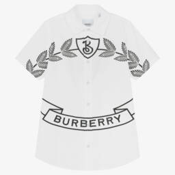 Burberry-قميص أبيض للأولاد بشعار البلوط | Childrensalon Outlet