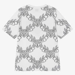 Burberry-Boys White Oak Leaf Logo Tee | Childrensalon Outlet