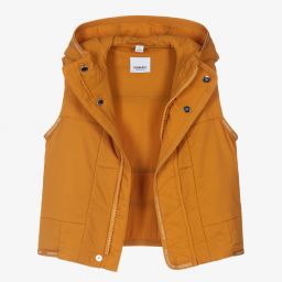 Burberry-Boys Yellow Hooded Gilet | Childrensalon Outlet