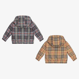 Burberry-Check Reversible Jacket | Childrensalon Outlet