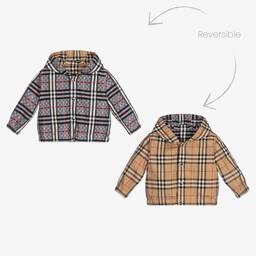 Burberry-Check Reversible Jacket | Childrensalon Outlet