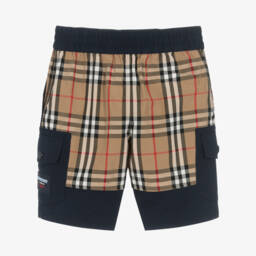 Burberry-شورت كارجو أنيق للأولاد باللون الأزرق الداكن | Childrensalon Outlet