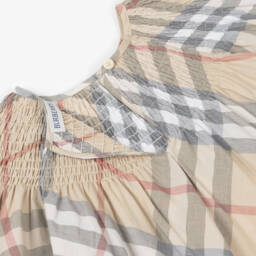 Burberry-Girls Beige Check Organic Cotton Blouse | Childrensalon Outlet