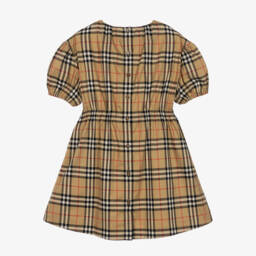 Burberry-Girls Beige Check Twill Dress | Childrensalon Outlet