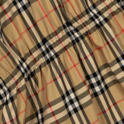 Burberry-Girls Beige Check Twill Dress | Childrensalon Outlet