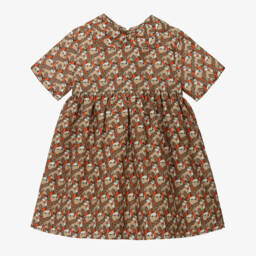 Burberry-Шелковое платье с воротником бежевое для девочек | Childrensalon Outlet