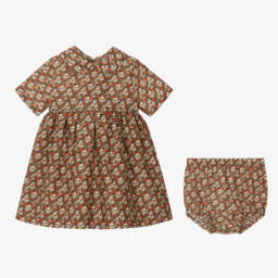 Burberry-Шелковое платье с воротником бежевое для девочек | Childrensalon Outlet