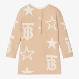 Burberry-Girls Beige Cotton Logo Knit Dress | Childrensalon Outlet