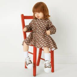 Burberry-فستان بناتي بيج من القطن والحرير | Childrensalon Outlet