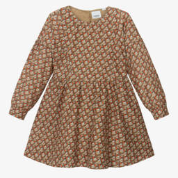 Burberry-Girls Beige Cotton-Silk Pleated Dress | Childrensalon Outlet