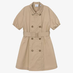 Burberry-Girls' Beige Cotton Trench Dress | Childrensalon Outlet
