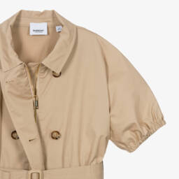 Burberry-Girls' Beige Cotton Trench Dress | Childrensalon Outlet