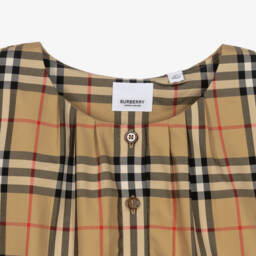 Burberry-Girls Beige Plaid Cotton Blouse | Childrensalon Outlet