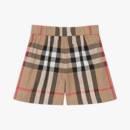 Burberry-Бежевые клетчатые шорты из хлопка для девочек | Childrensalon Outlet