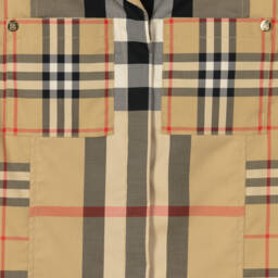 Burberry-Girls Beige Plaid Short Sleeve Shirt | Childrensalon Outlet