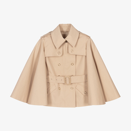 Burberry-Girls Beige Short Trench Coat | Childrensalon Outlet