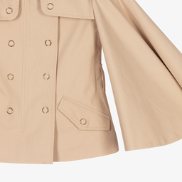 Burberry-Girls Beige Short Trench Coat | Childrensalon Outlet
