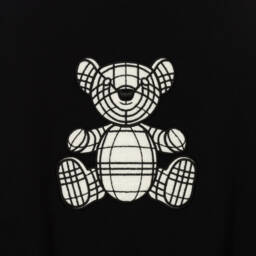 Burberry-Платье-свитшот с медведем черное для девочек | Childrensalon Outlet