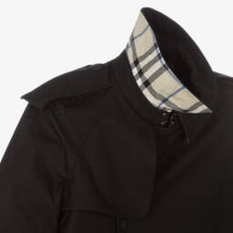 Burberry-Girls Black Cotton Trench Coat | Childrensalon Outlet