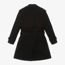 Burberry-Girls Black Cotton Trench Coat | Childrensalon Outlet
