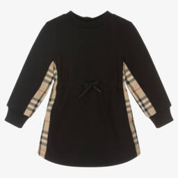 Burberry-Girls' Black Plaid Cotton Dress | Childrensalon Outlet