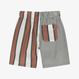 Burberry-Girls Black & Tangerine Cotton Stripes | Childrensalon Outlet
