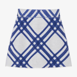 Burberry-Girls Blue Check Merino Skirt | Childrensalon Outlet