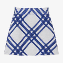 Burberry-Girls Blue Check Merino Skirt | Childrensalon Outlet