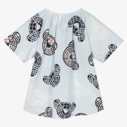 Burberry-Блузка из синего хлопка с медвежьим принтом для девочек | Childrensalon Outlet