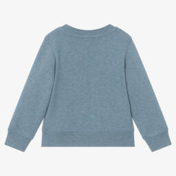 Burberry-بلوفر أزرق للبنات بطبعة شعار | Childrensalon Outlet