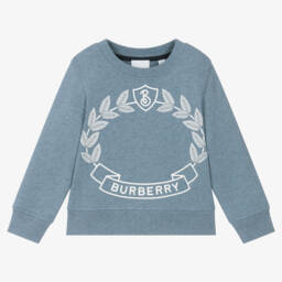 Burberry-بلوفر أزرق للبنات بطبعة شعار | Childrensalon Outlet