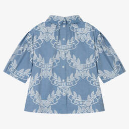 Burberry-Girls Blue Leaf Emblem Top | Childrensalon Outlet