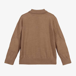 Burberry-كارديغان صوف محبوك لون بنّي للبنات | Childrensalon Outlet