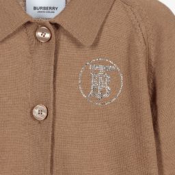 Burberry-كارديغان صوف محبوك لون بنّي للبنات | Childrensalon Outlet