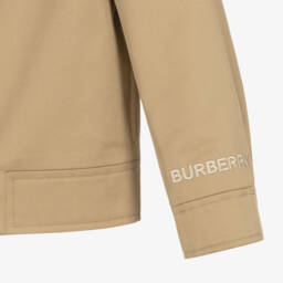 Burberry-Girls Checked Beige Gabardine Coat | Childrensalon Outlet